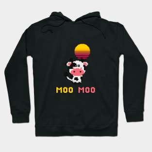 8 bit pixel of cow animal Hoodie